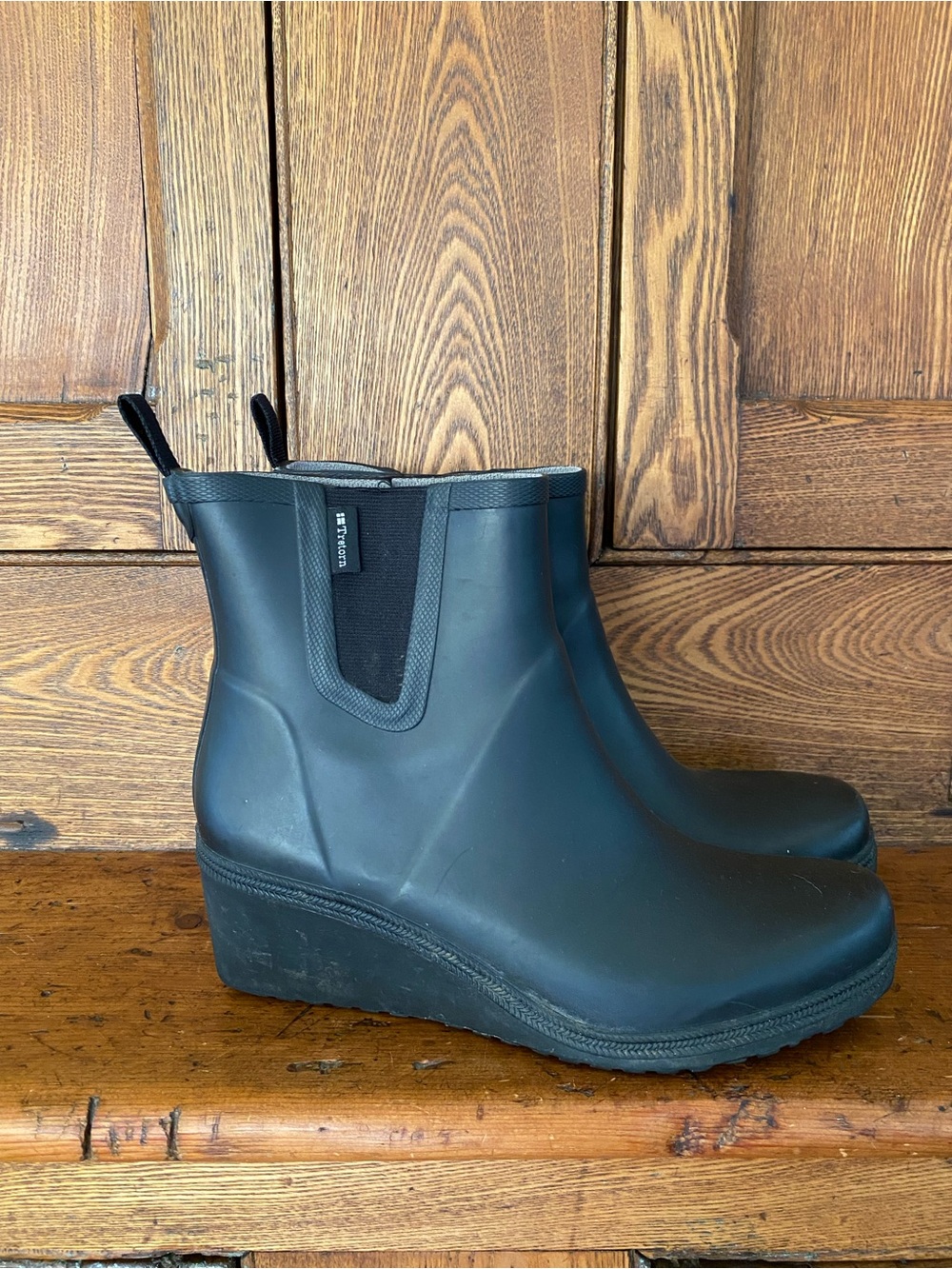 Tretorn 41 10 wedge rubber rain boots ankle boots heel black
